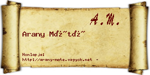 Arany Máté névjegykártya