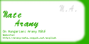 mate arany business card